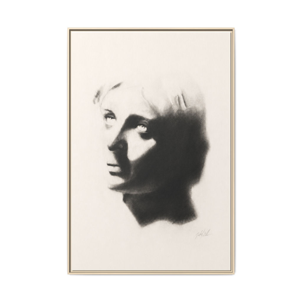 "SHADOW" Framed Matte Canvas Art — Monochrome Portrait Silhouette