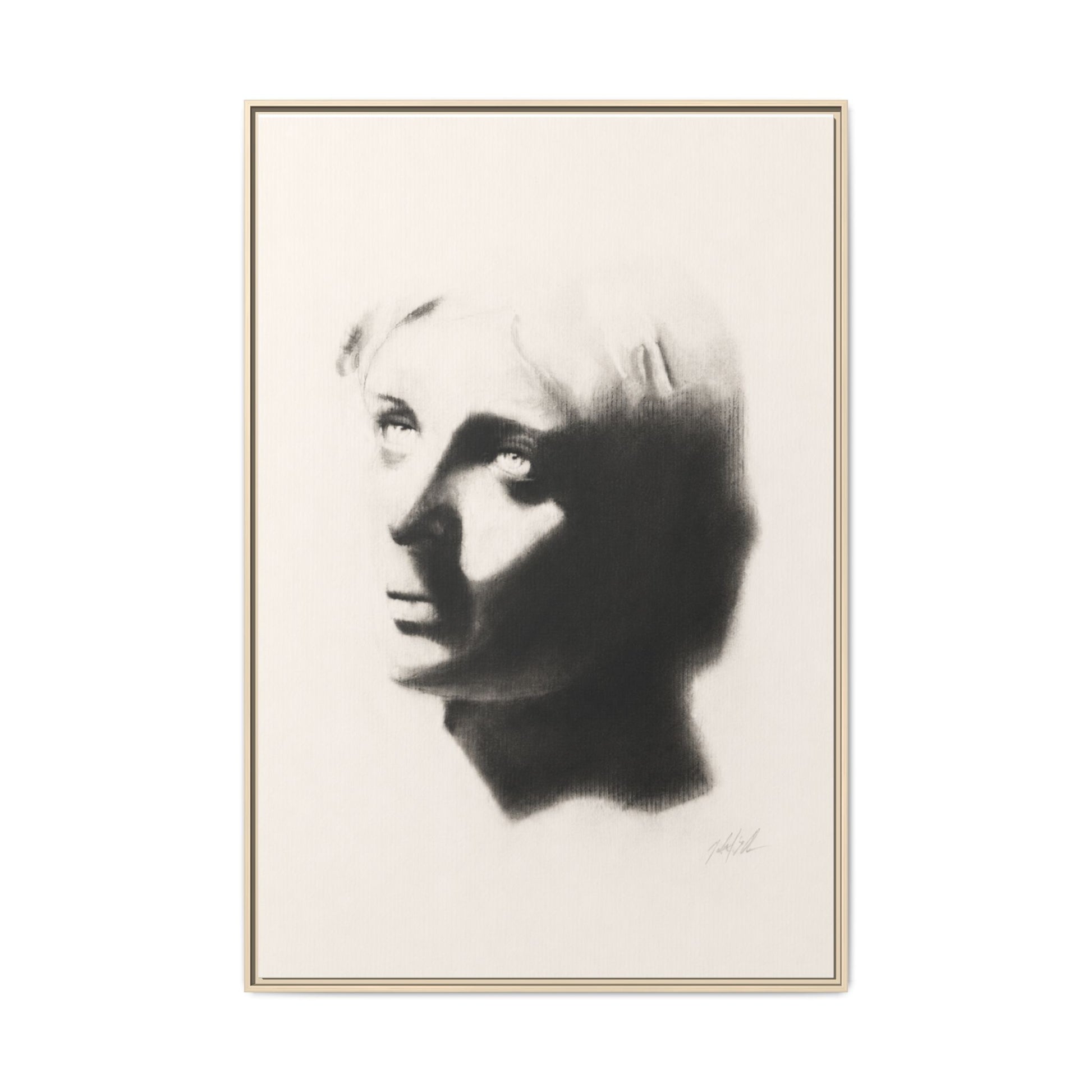"SHADOW" Framed Matte Canvas Art — Monochrome Portrait Silhouette