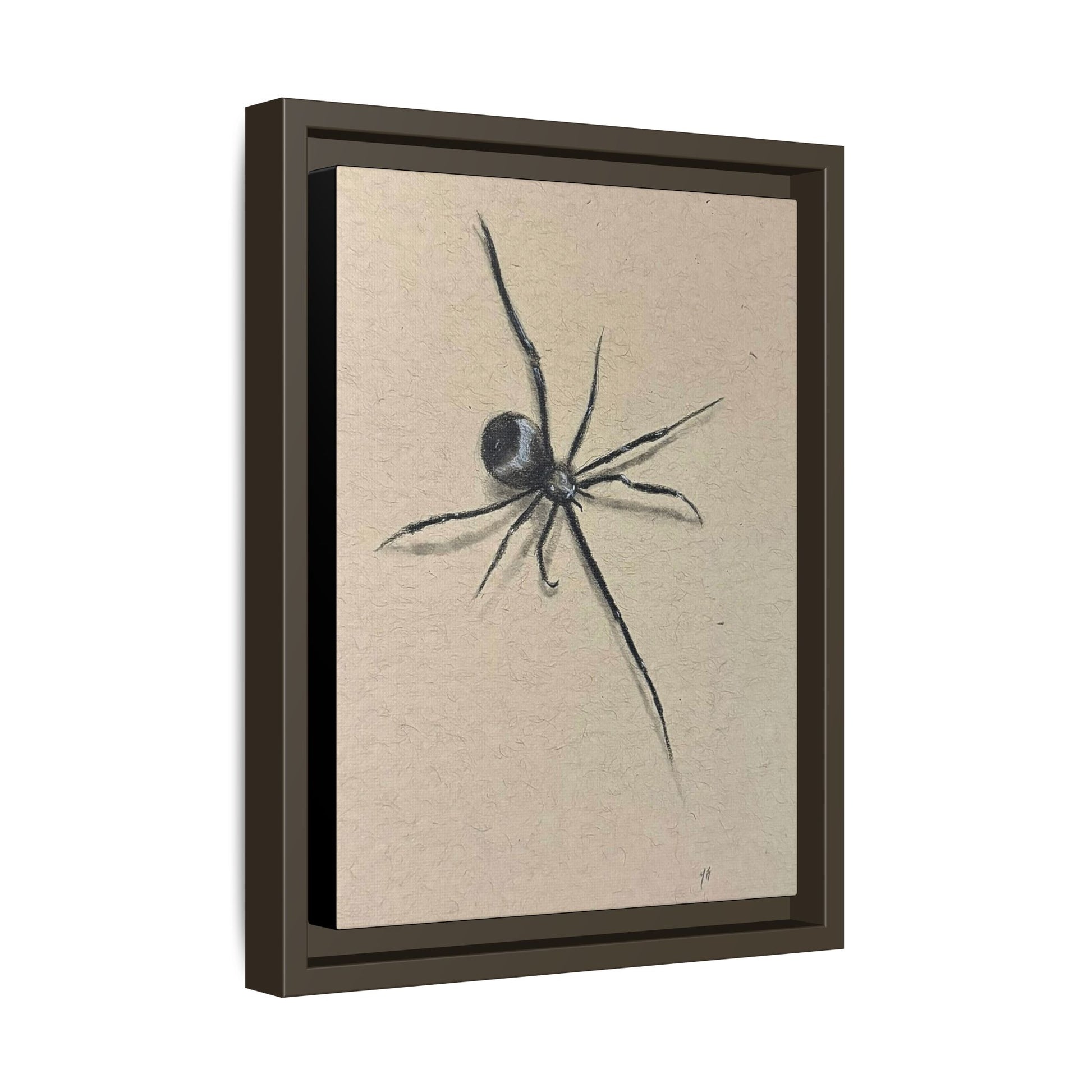 "ICY" SPIDER Framed Canvas Art — Minimal Black Spider Sketch