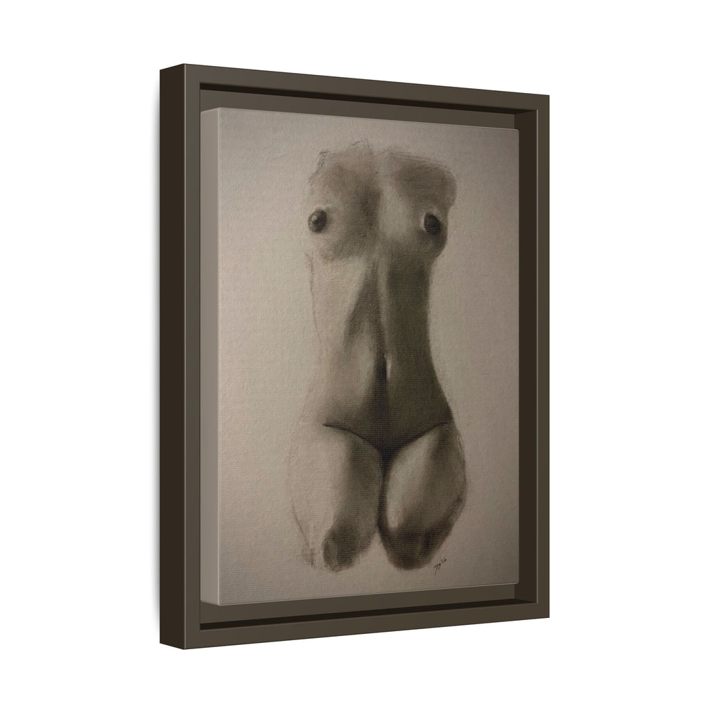 "SUNDOWN" Framed Matte Canvas – Charcoal Nude Torso Art Print