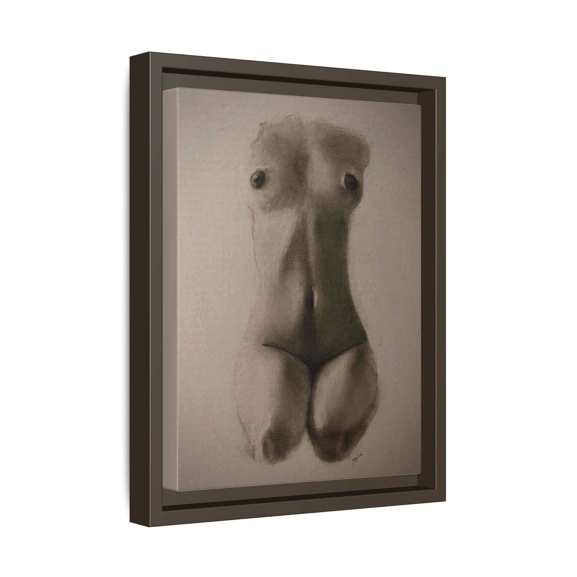 "SUNDOWN" Framed Matte Canvas – Charcoal Nude Torso Art Print