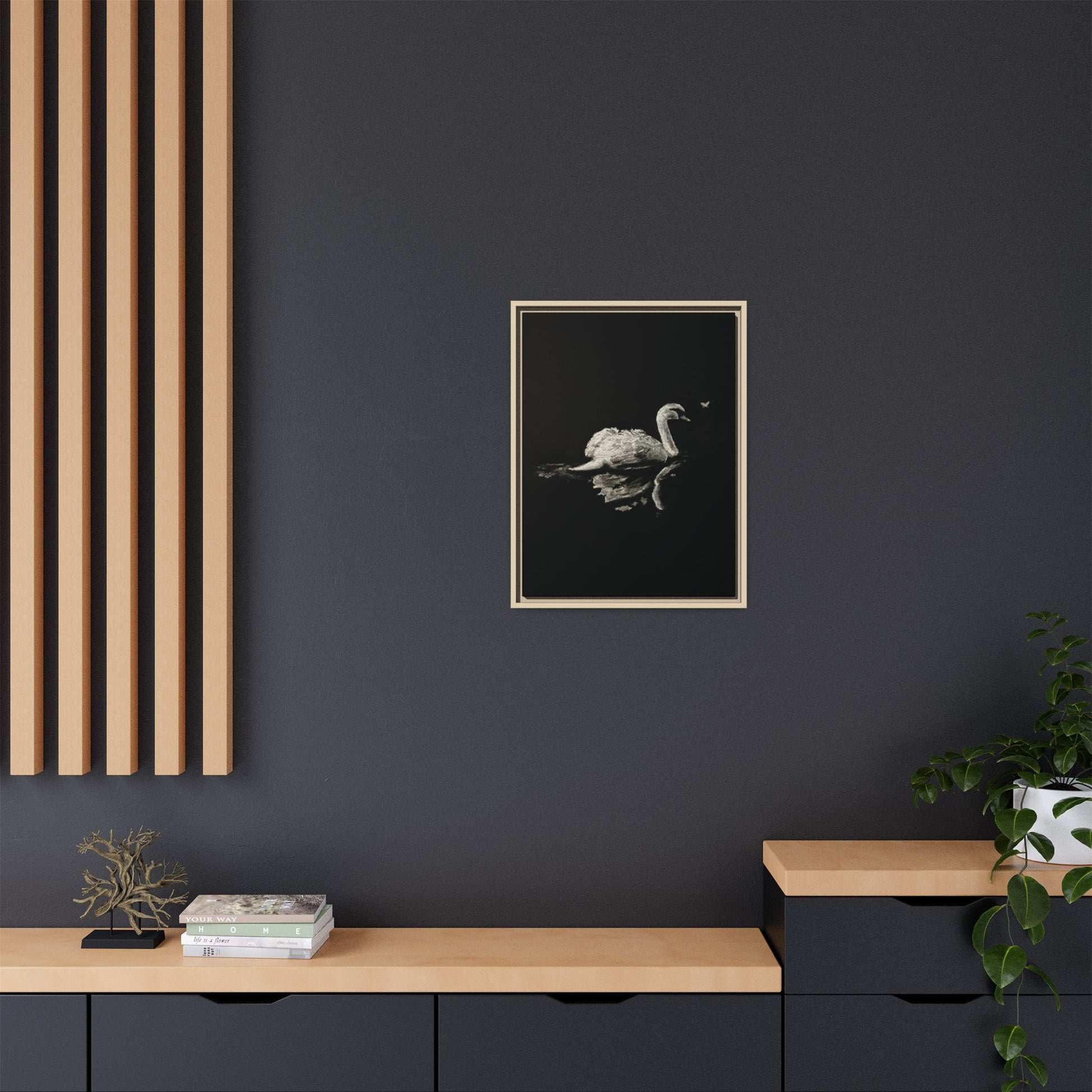 “Swan” Matte Canvas, Framed (Multi-color)