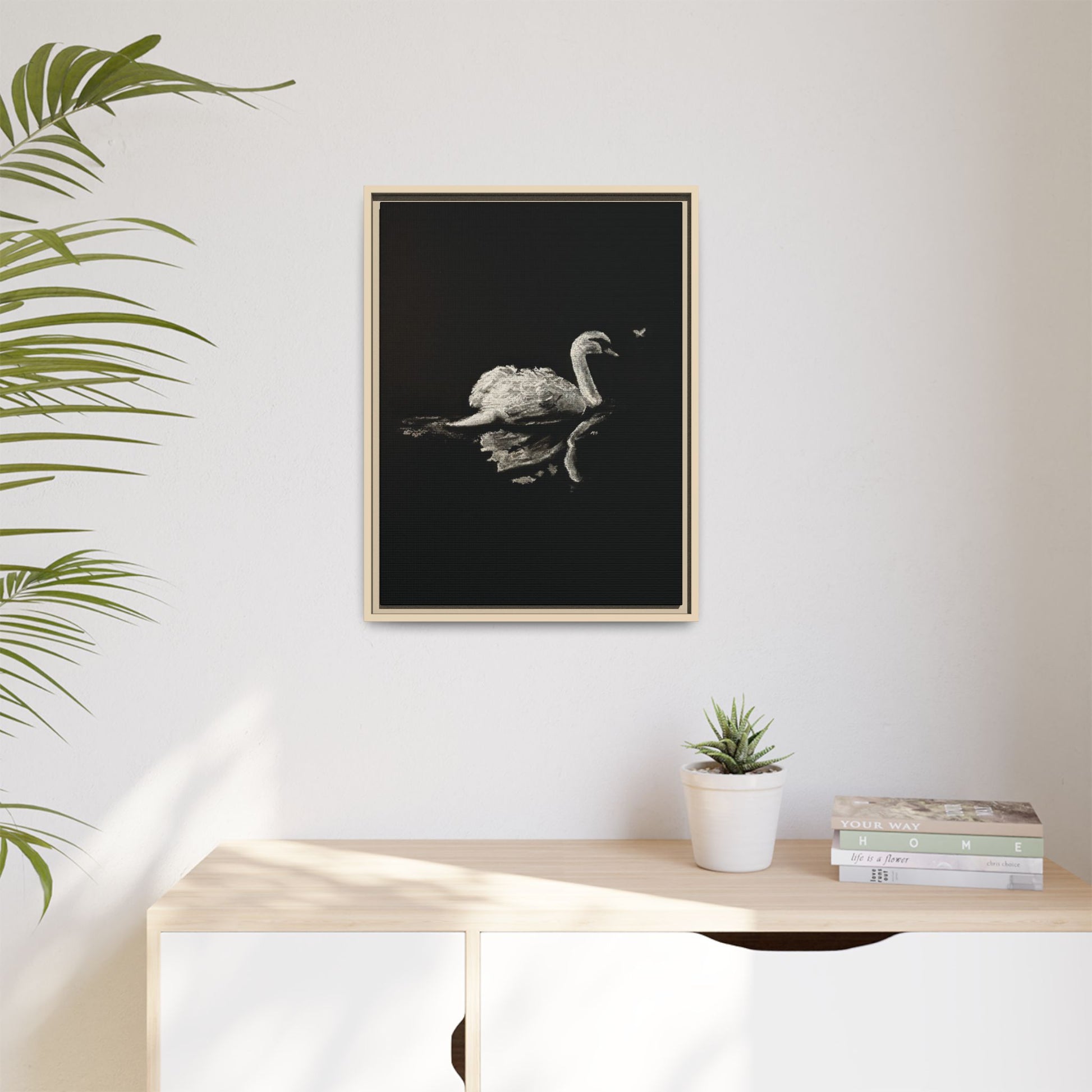“Swan” Matte Canvas, Framed (Multi-color)