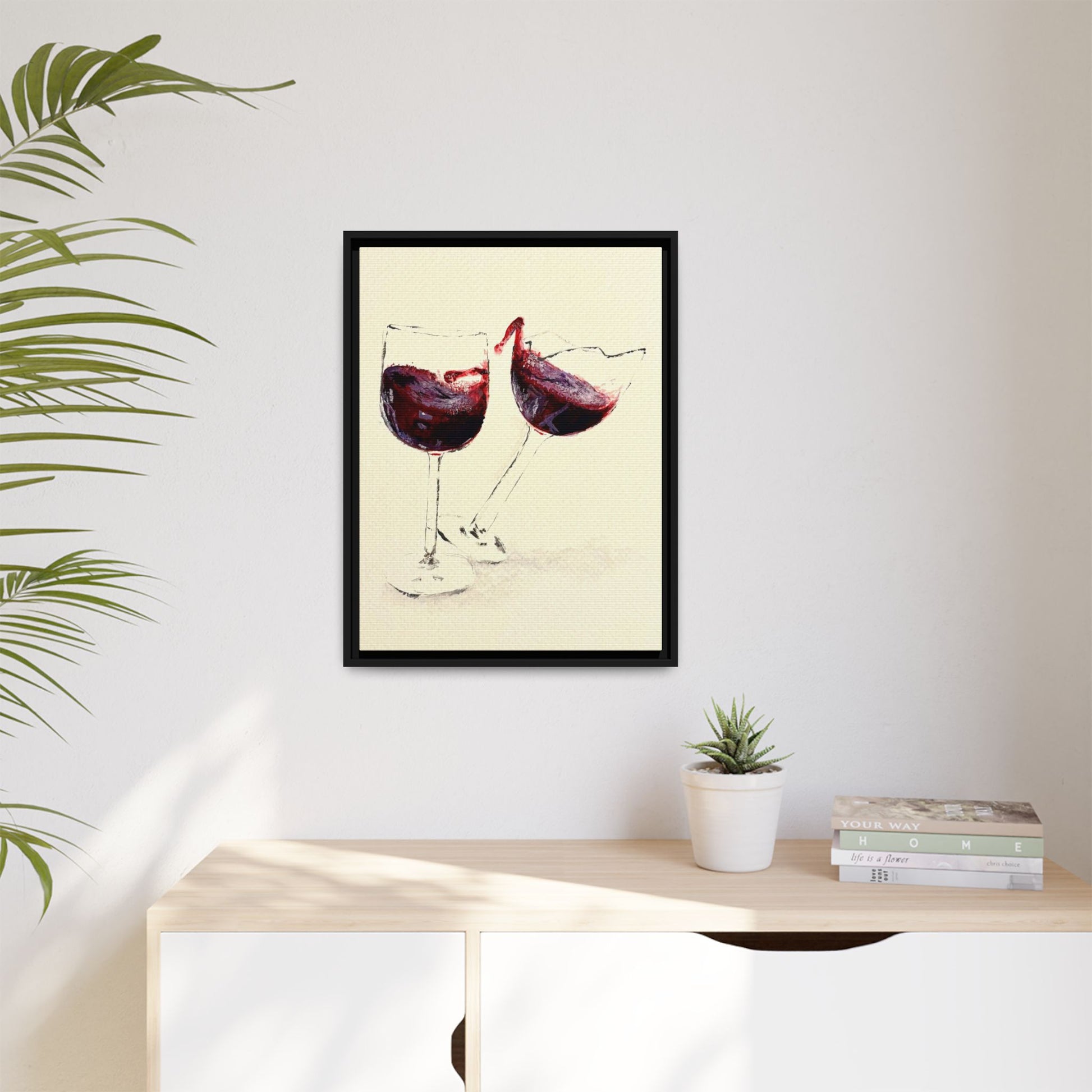 “Wine Glasses” Matte Canvas, Framed (Multi-color)
