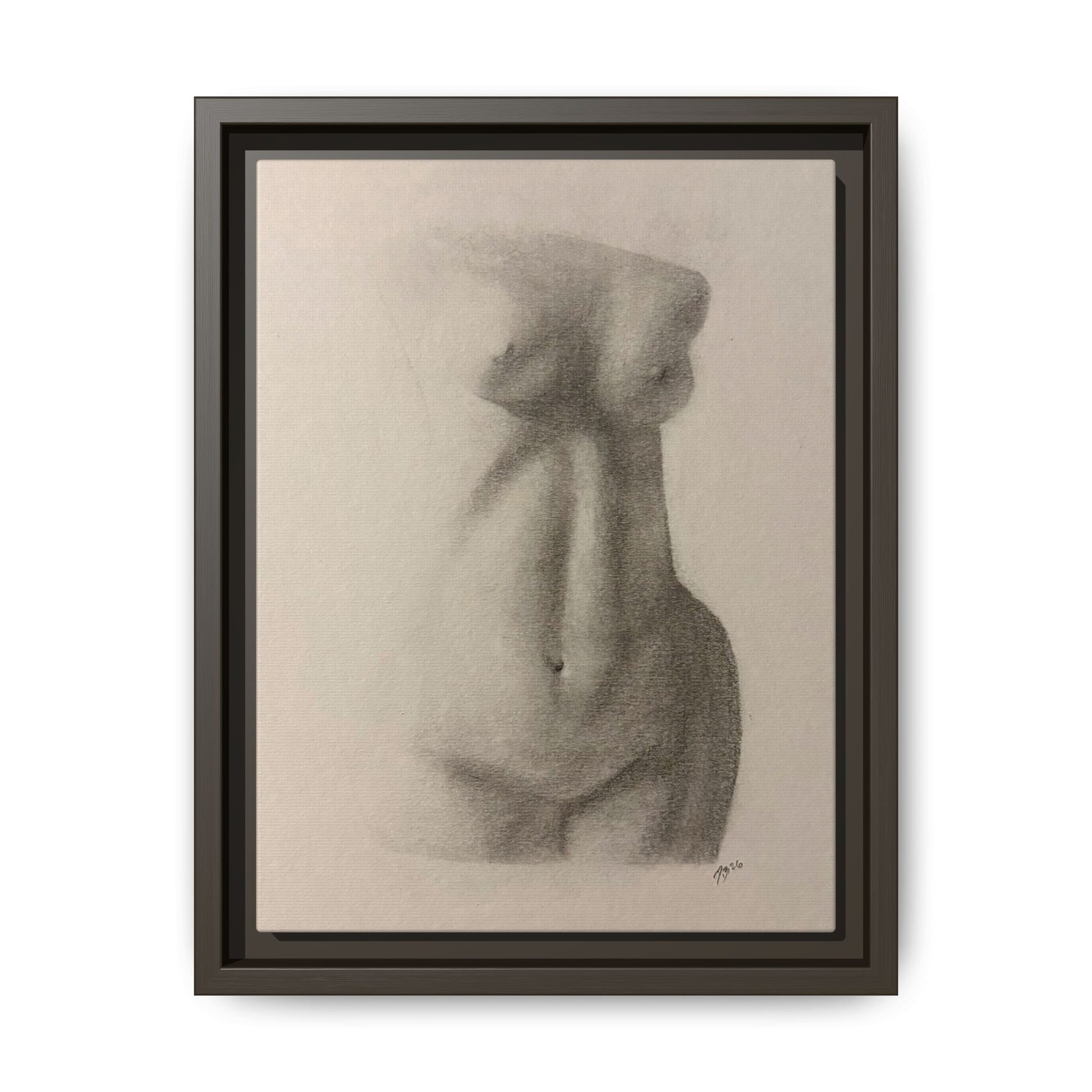 Abstract Framed Canvas Art – Multi-Color Nude Drawing