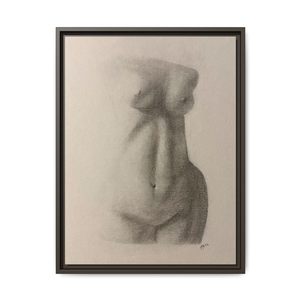 Abstract Framed Canvas Art – Multi-Color Nude Drawing