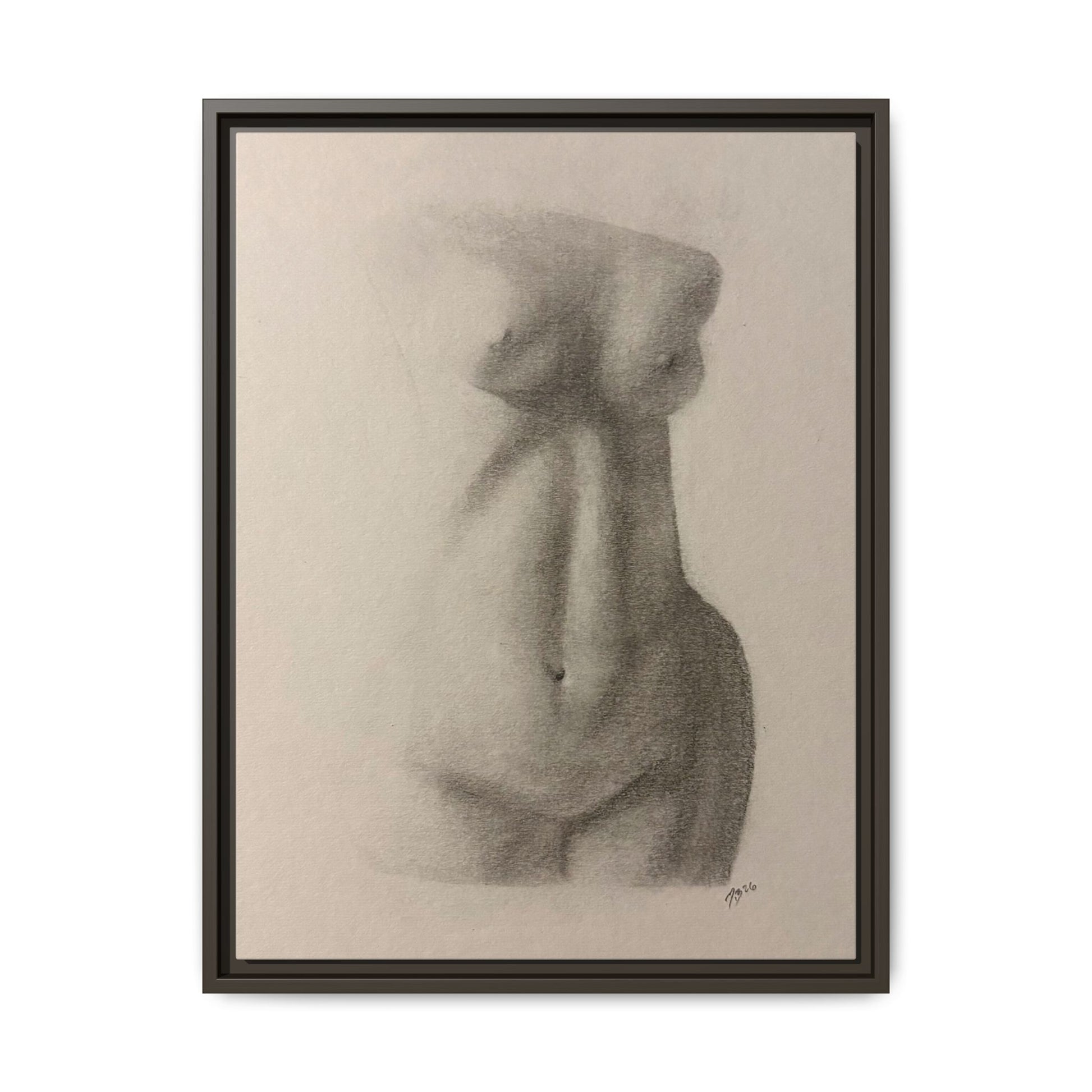 Abstract Framed Canvas Art – Multi-Color Nude Drawing