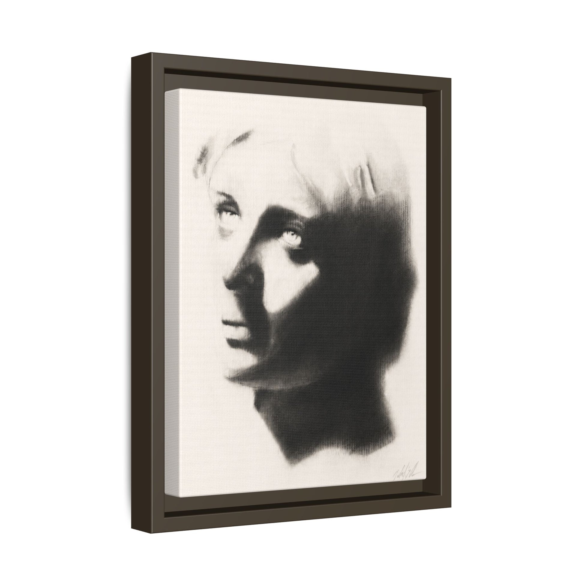 "SHADOW" Framed Matte Canvas Art — Monochrome Portrait Silhouette