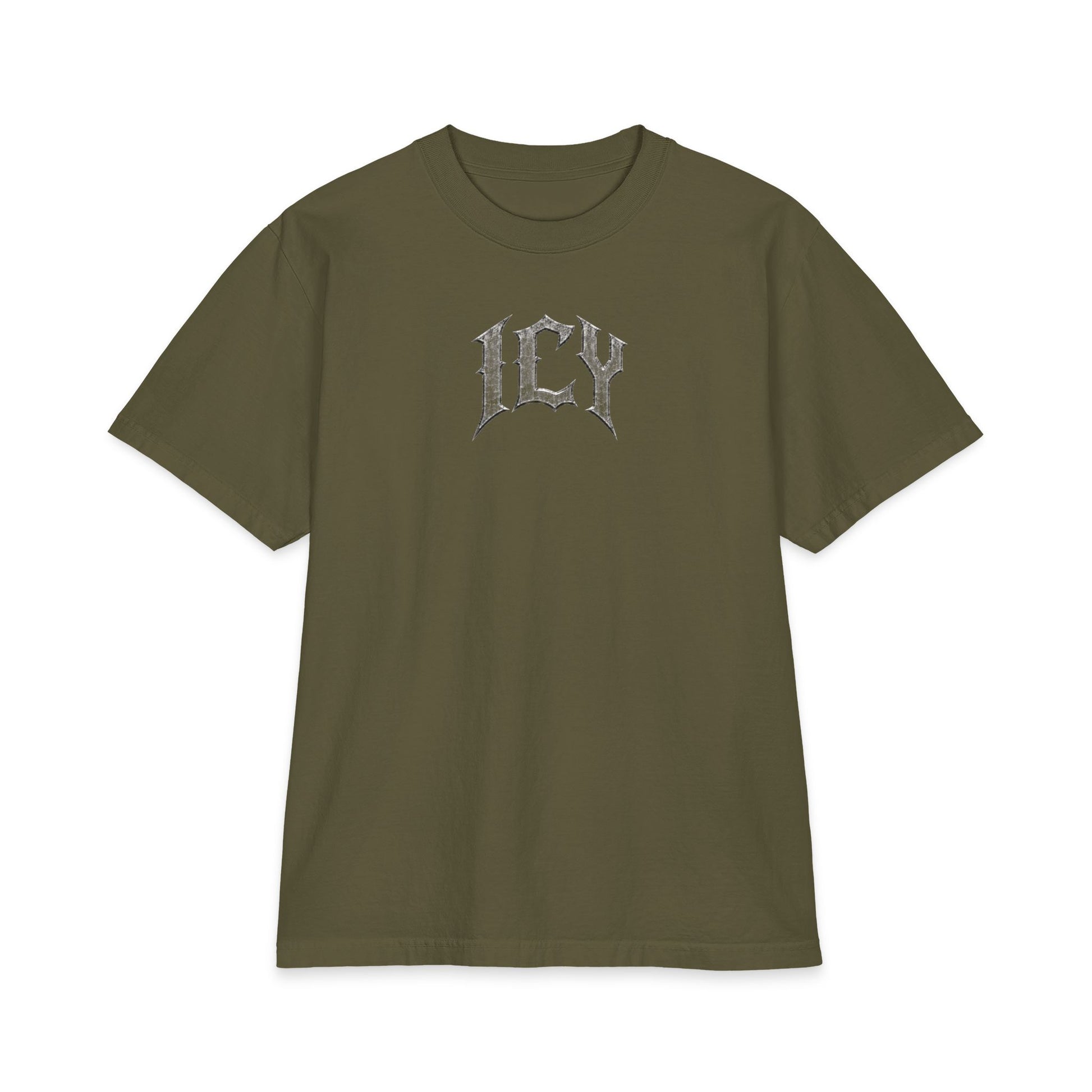 Icy Statue Graphic T‑Shirt — Vintage Gothic Logo Tee