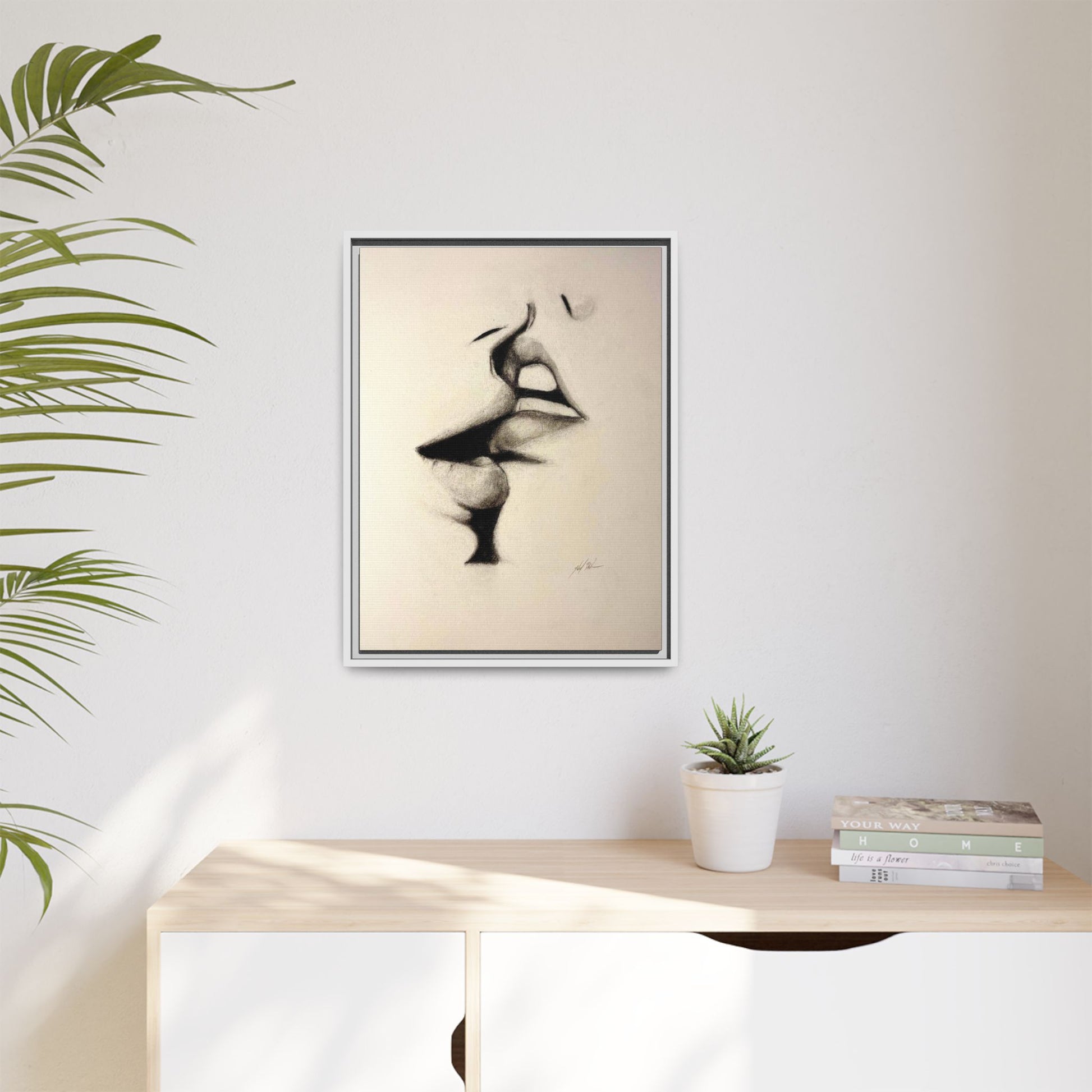 “LIP LOCK” Matte Canvas, Framed (Multi-color)