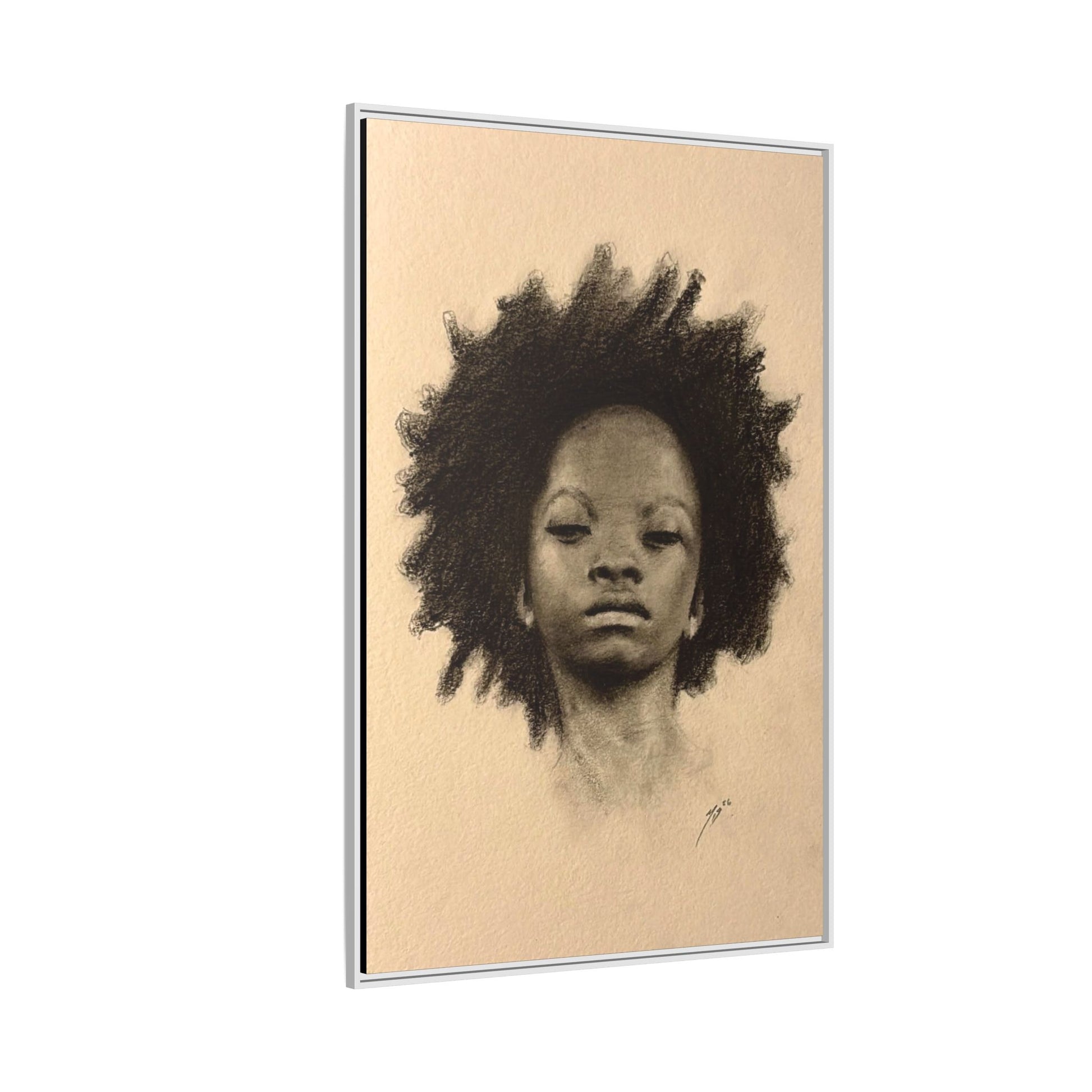 Afro Portrait Matte Canvas Print (Framed)