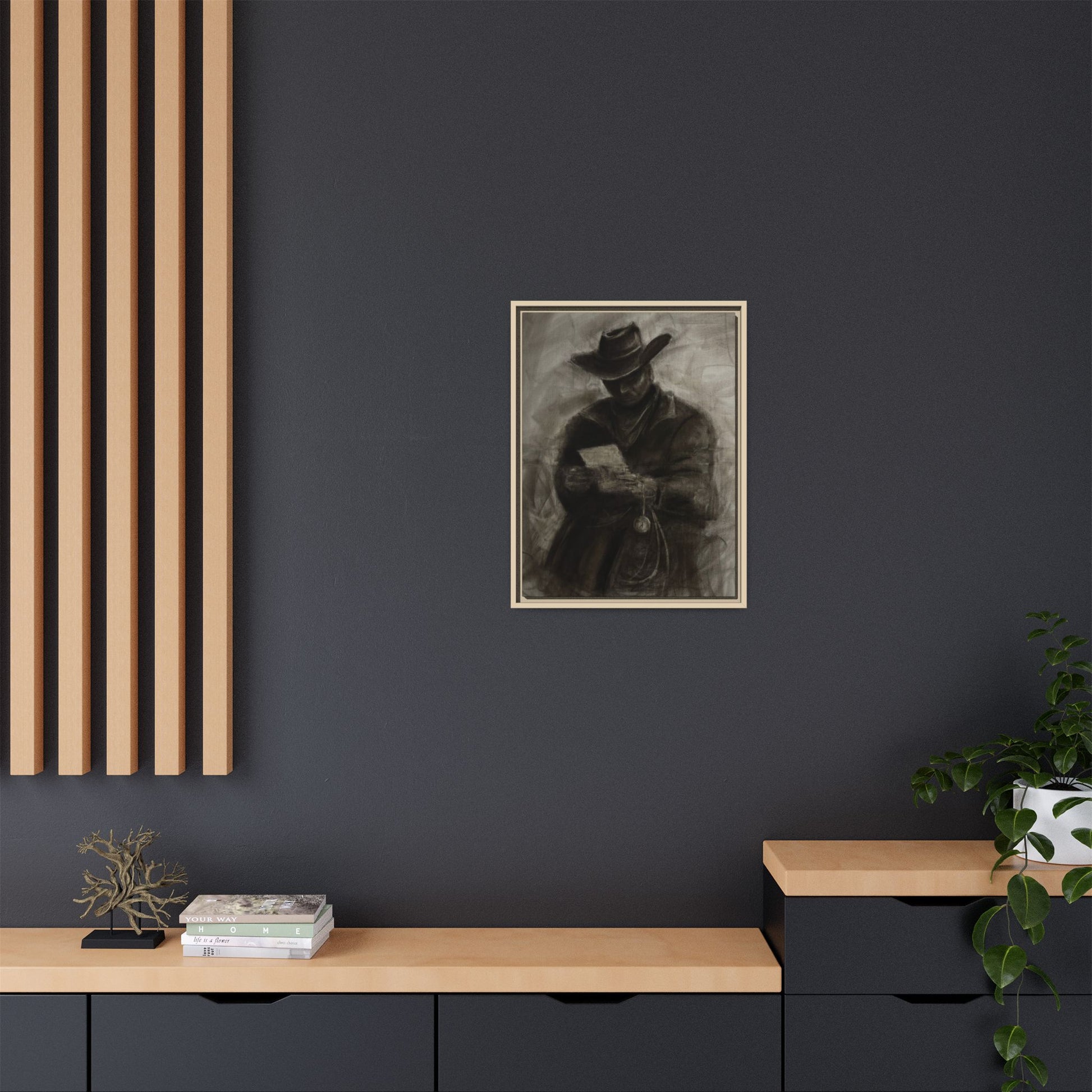 “Cowboy” Matte Canvas, Framed (Multi-color)