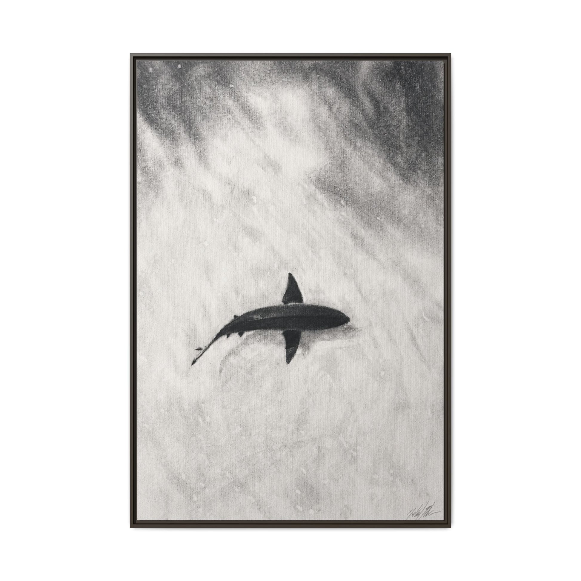 “SHARK!” Matte Canvas, Framed (Multi-color)
