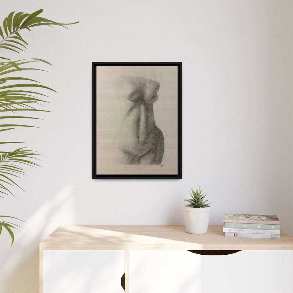 Abstract Framed Canvas Art – Multi-Color Nude Drawing