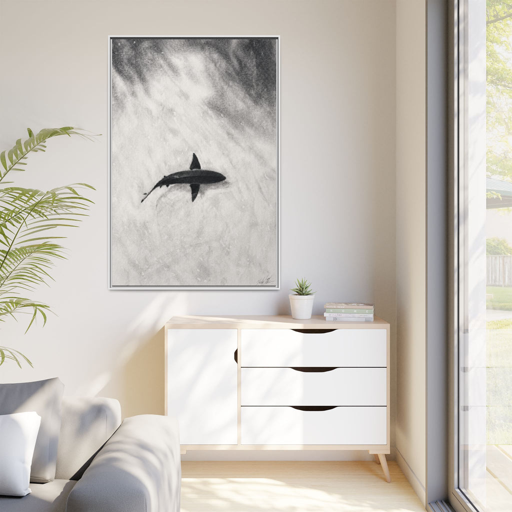 “SHARK!” Matte Canvas, Framed (Multi-color)