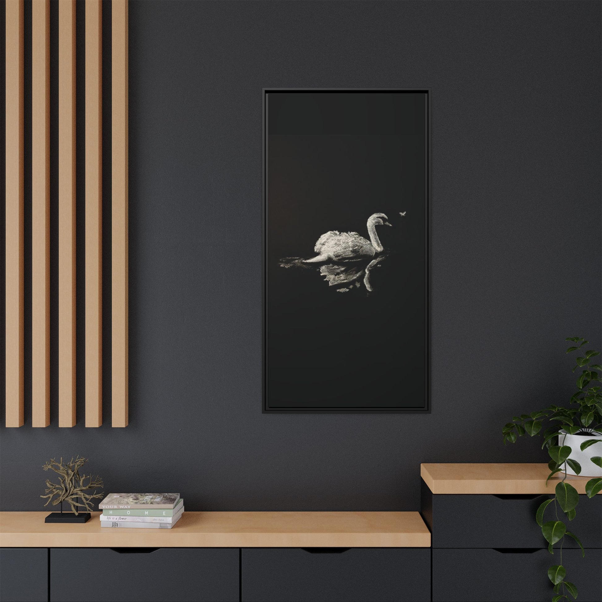 “Swan” Matte Canvas, Framed (Multi-color)