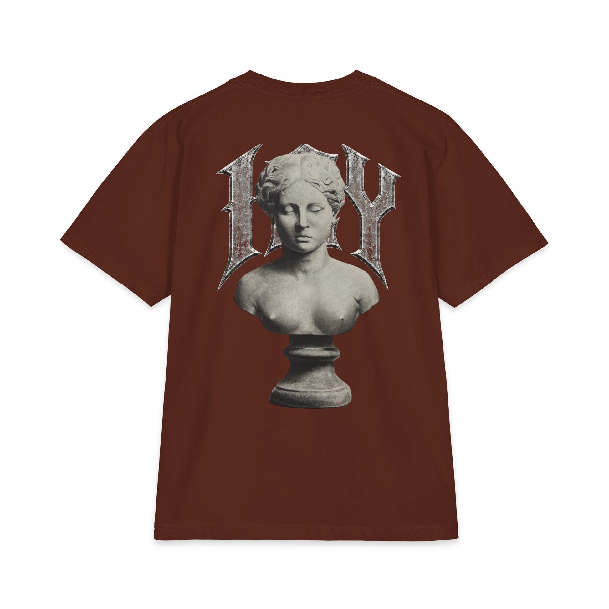 Icy Statue Graphic T‑Shirt — Vintage Gothic Logo Tee